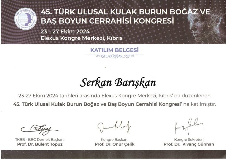 45. Türkischer Nationalkongress für HNO und Kopf-Hals-Chirurgie 2024 (Zypern)