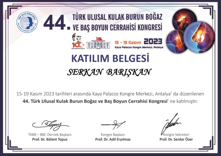 44. Türkischer Nationalkongress für HNO und Kopf-Hals-Chirurgie 2023 (Antalya)