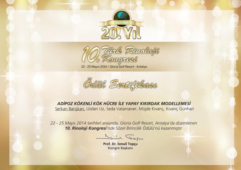 10. Türkischer Rhinologie-Kongress 2014 — 1. Preis für Vortrag